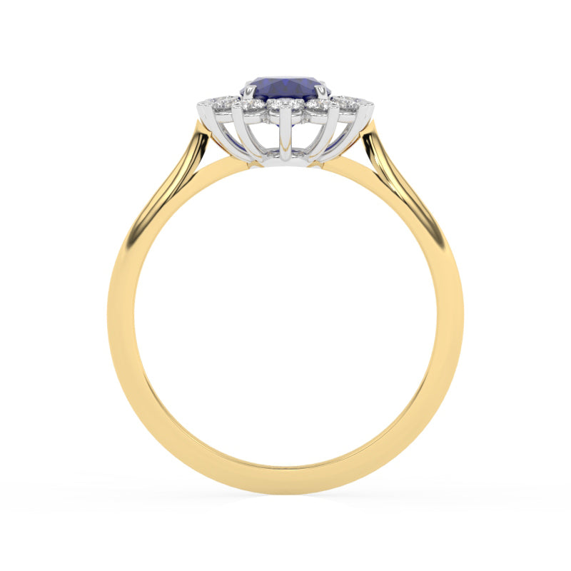 R-85033-SA-Y  Lab Diamond & Sapphire Cluster Ring