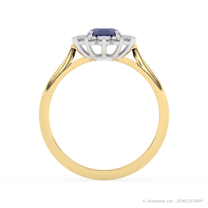 R-85033-SA-Y  Lab Diamond & Sapphire Cluster Ring