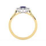 R-85033-SA-Y  Lab Diamond & Sapphire Cluster Ring F/VS (EGL Report Included)