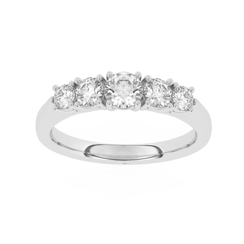R-85100-AD-W  1.00ct Lab Diamond Five Stone Ring
