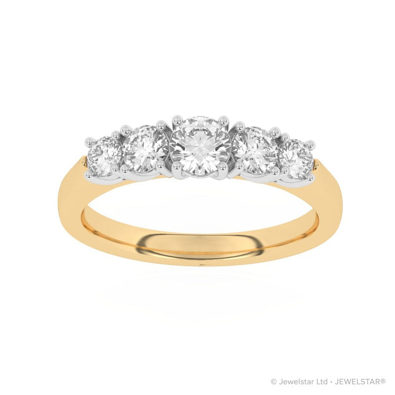 R-85100-AD-Y  1.00ct Lab Diamond Five Stone Ring