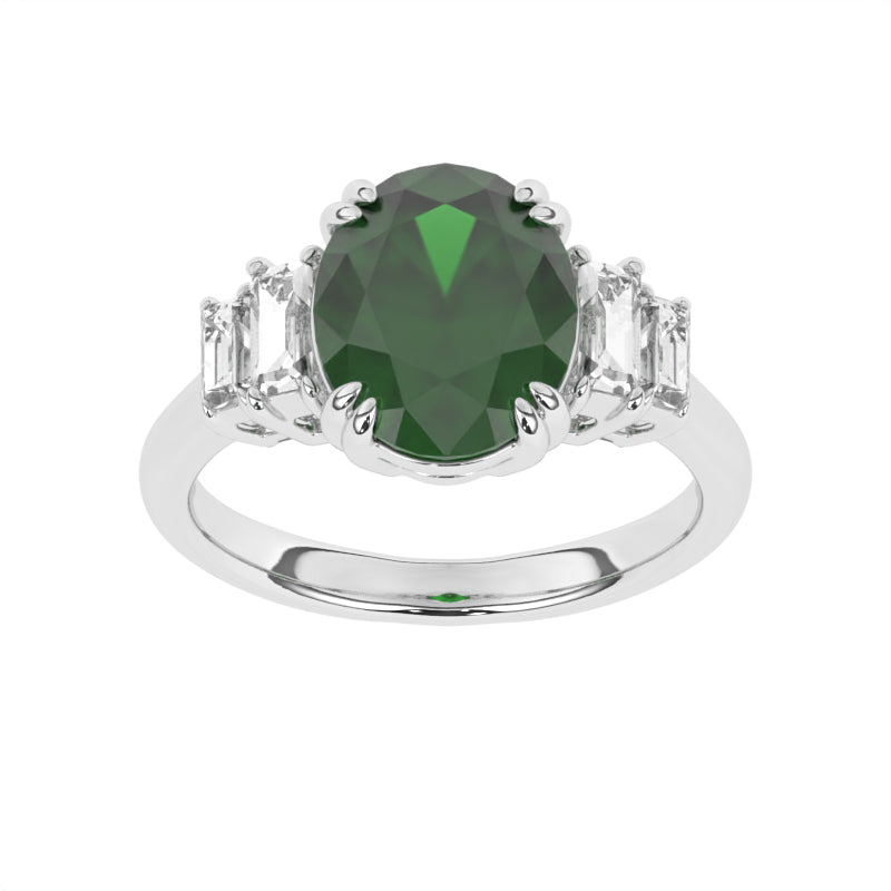 R-85557-EM-W  Diamond & Emerald Dress Ring
