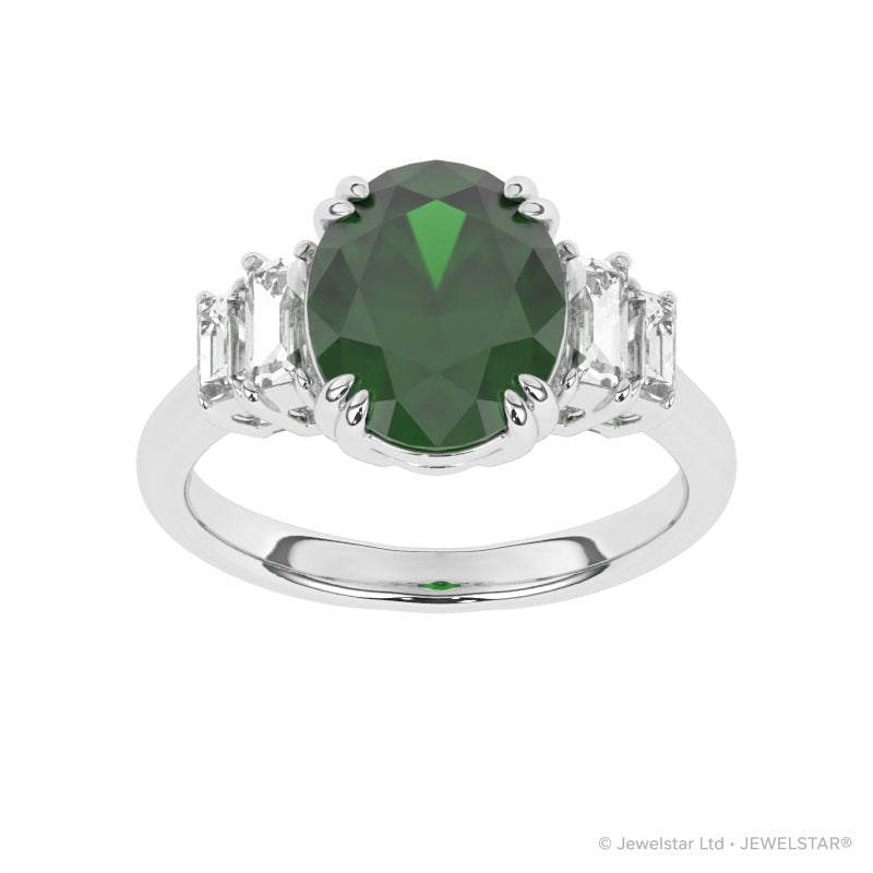 R-85557-EM-W  Diamond & Emerald Dress Ring