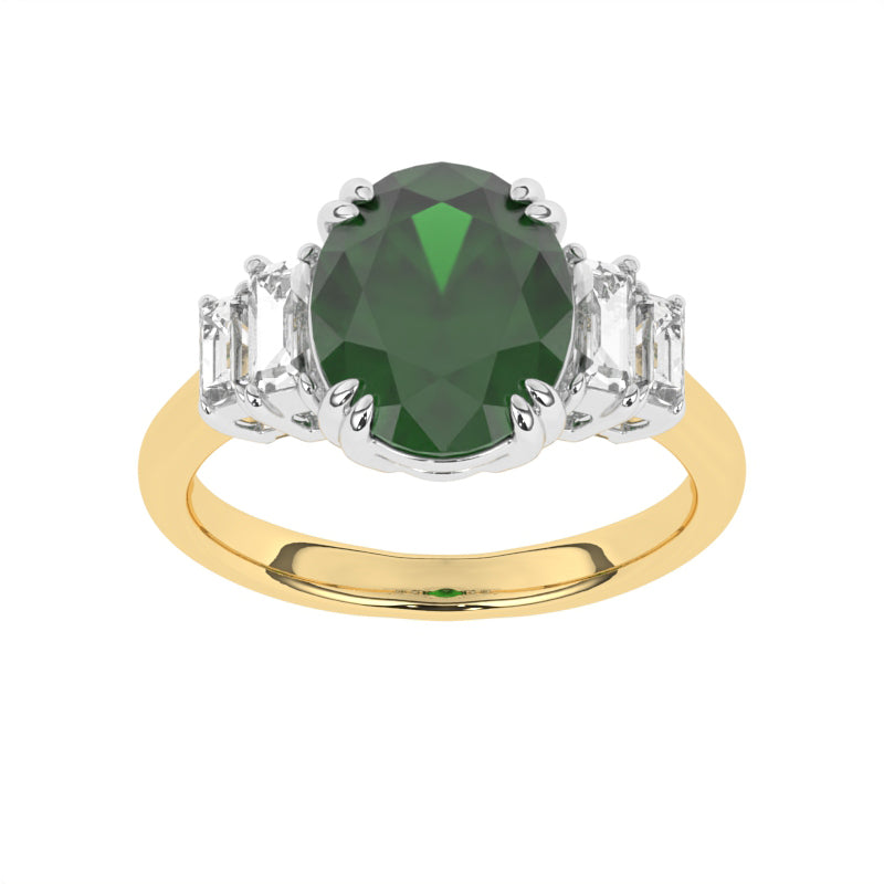 R-85557-EM-Y  Diamond & Emerald Dress Ring