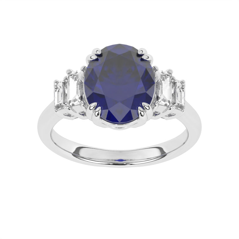 R-85557-SA-W  Diamond & Sapphire Dress Ring