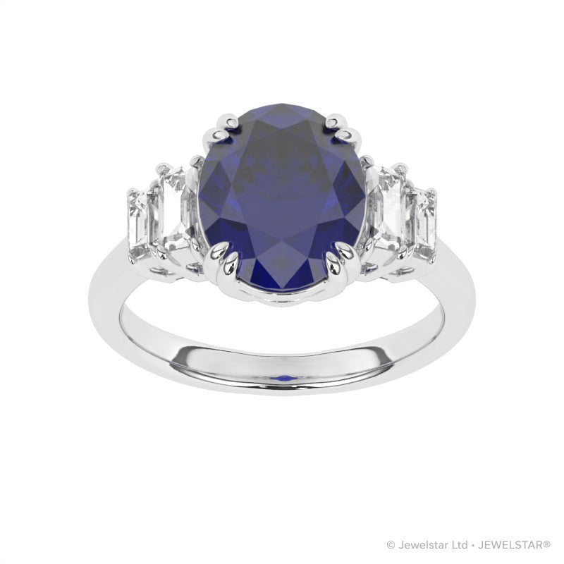 R-85557-SA-W  Diamond & Sapphire Dress Ring