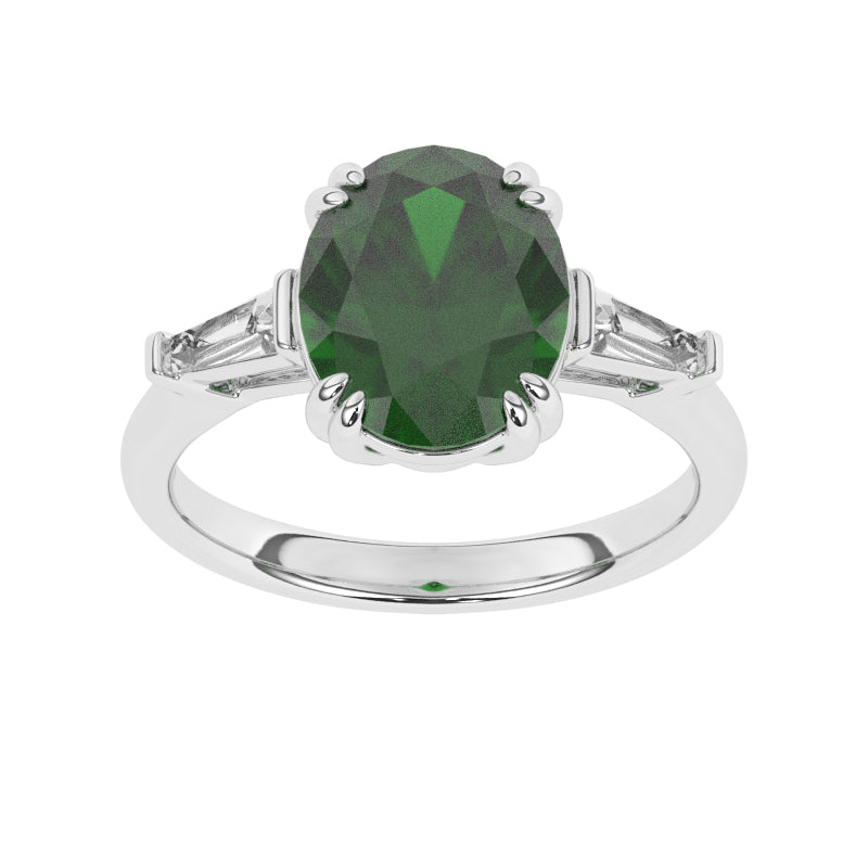 R-85558-EM-W  Diamond & Emerald Dress Ring