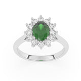 R-86050-EM-W  Lab Diamond & Emerald Cluster Ring F/VS (EGL Report Included)