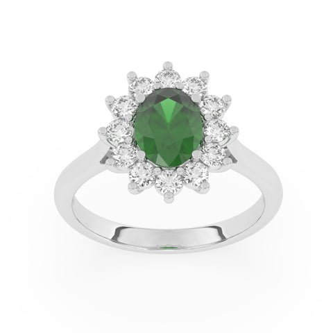 R-86050-EM-W  Lab Diamond & Emerald Cluster Ring F/VS (EGL Report Included)