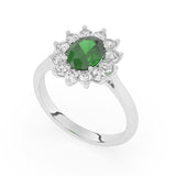 R-86050-EM-W  Lab Diamond & Emerald Cluster Ring F/VS (EGL Report Included)