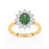 R-86050-EM-Y  Lab Diamond & Emerald Cluster Ring F/VS (EGL Report Included)