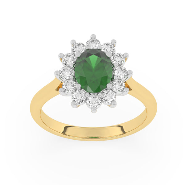 R-86050-EM-Y  Lab Diamond & Emerald Cluster Ring F/VS (EGL Report Included)