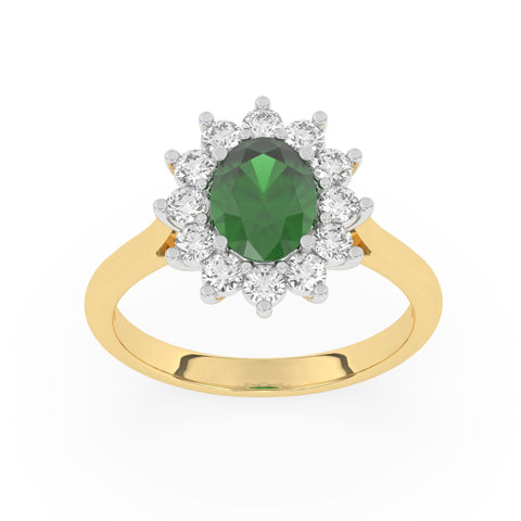 R-86050-EM-Y  Lab Diamond & Emerald Cluster Ring F/VS (EGL Report Included)