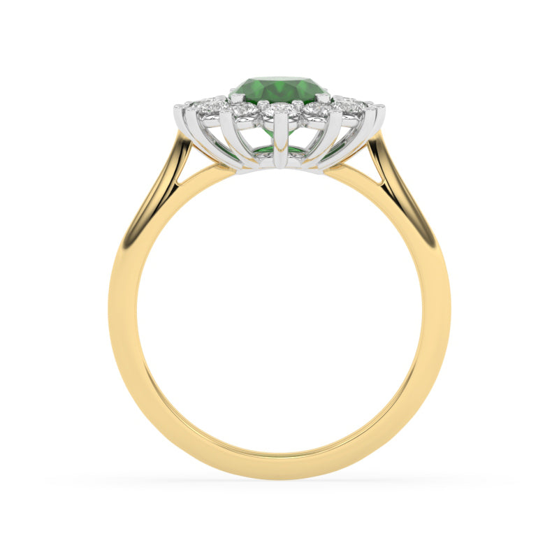 R-86050-EM-Y  Lab Diamond & Emerald Cluster Ring