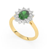 R-86050-EM-Y  Lab Diamond & Emerald Cluster Ring F/VS (EGL Report Included)