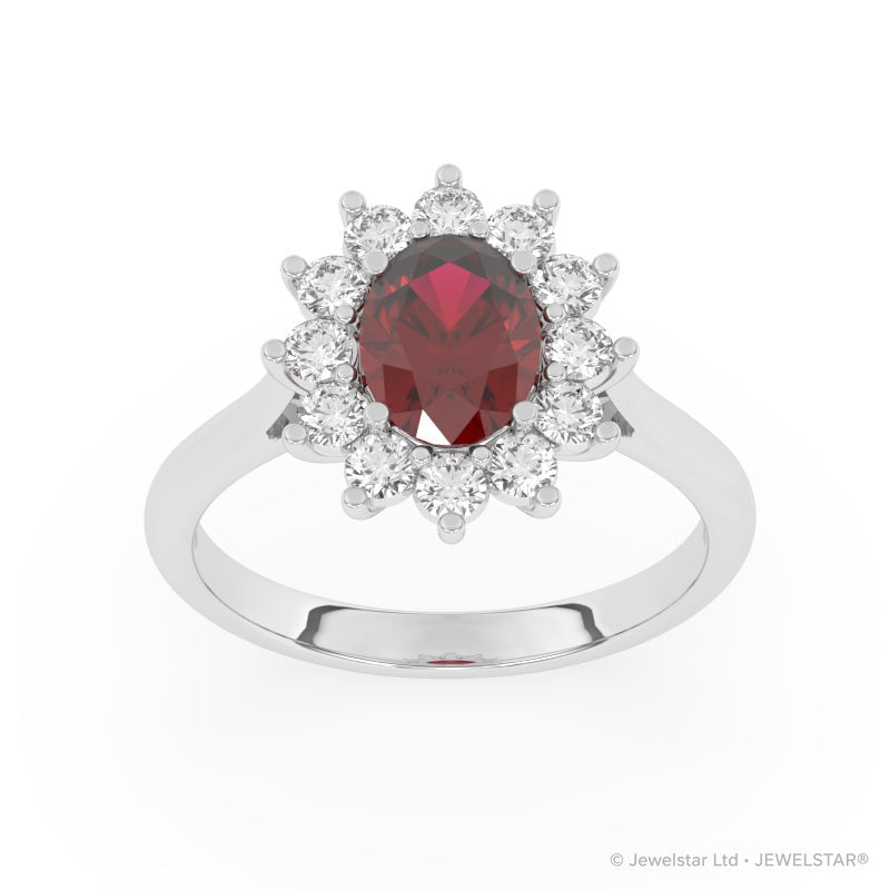 R-86050-RU-W  Lab Diamond & Ruby Cluster Ring