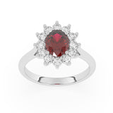 R-86050-RU-W  Lab Diamond & Ruby Cluster Ring F/VS (EGL Report Included)