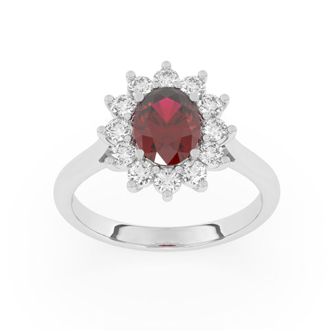 R-86050-RU-W  Lab Diamond & Ruby Cluster Ring F/VS (EGL Report Included)