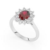 R-86050-RU-W  Lab Diamond & Ruby Cluster Ring F/VS (EGL Report Included)