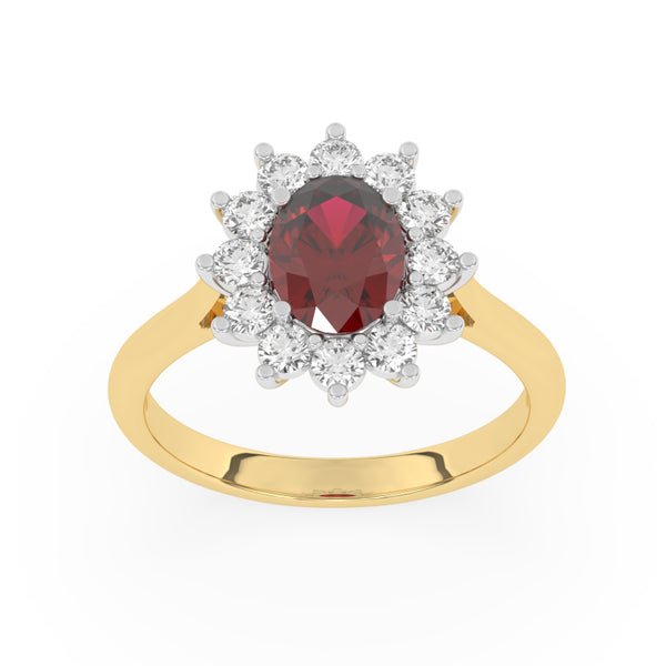 R-86050-RU-Y  Lab Diamond & Ruby Cluster Ring F/VS (EGL Report Included)