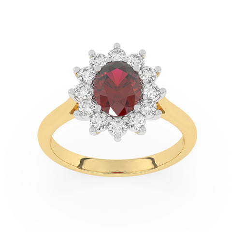 R-86050-RU-Y  Lab Diamond & Ruby Cluster Ring F/VS (EGL Report Included)
