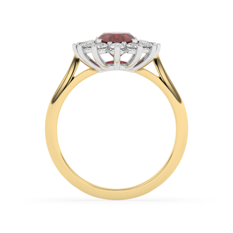 R-86050-RU-Y  Lab Diamond & Ruby Cluster Ring