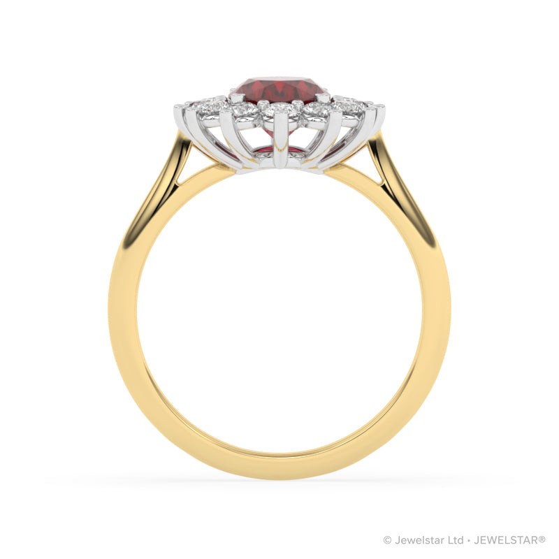 R-86050-RU-Y  Lab Diamond & Ruby Cluster Ring