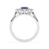 R-86050-SA-W  Lab Diamond & Sapphire Cluster Ring F/VS (EGL Report Included)