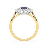 R-86050-SA-Y  Lab Diamond & Sapphire Cluster Ring F/VS (EGL Report Included)