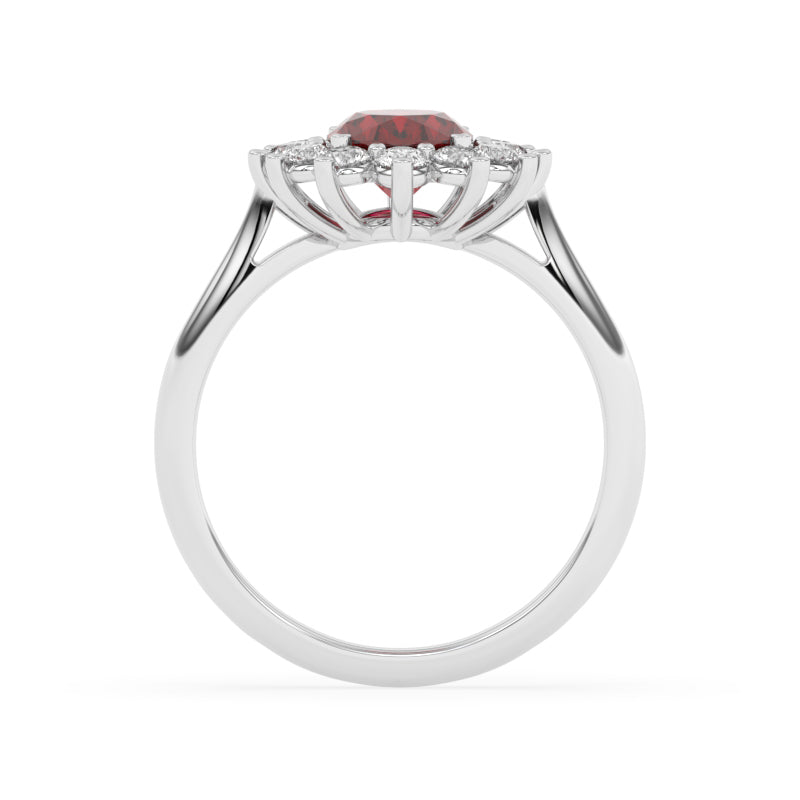 R-86050-RU-W  Lab Diamond & Ruby Cluster Ring