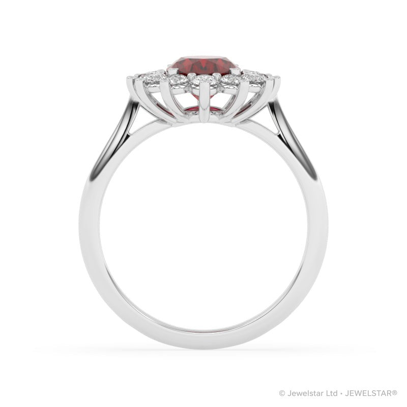 R-86050-RU-W  Lab Diamond & Ruby Cluster Ring