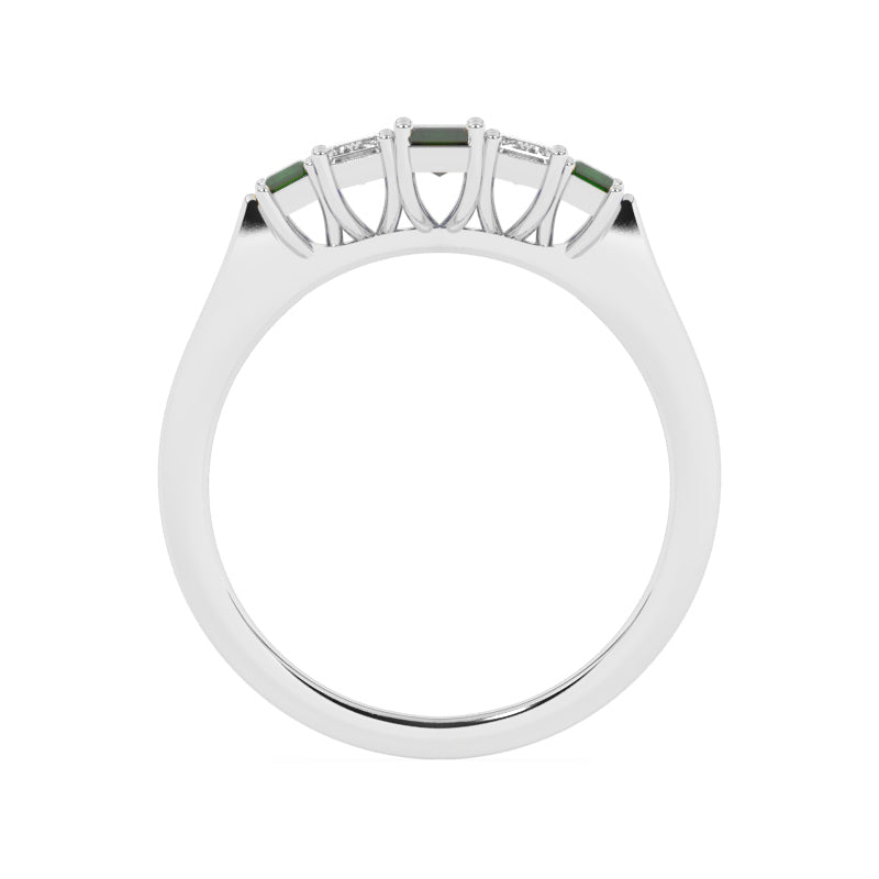 R-86100-EM-W  Lab Diamond & Emerald Five Stone Ring