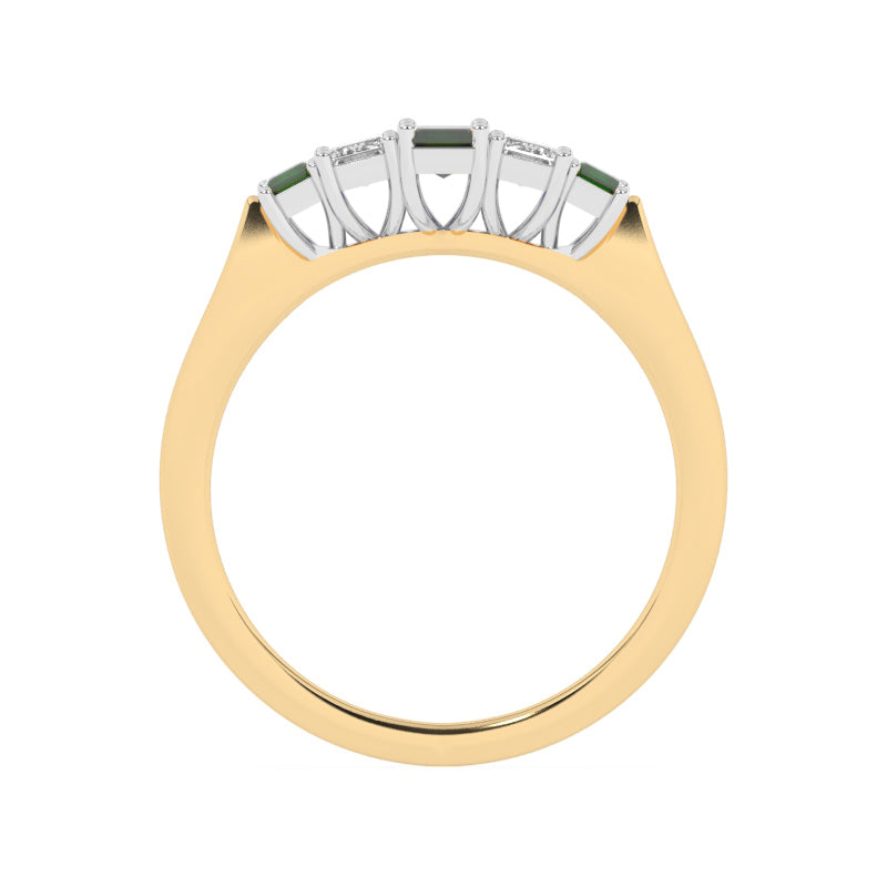 R-86100-EM-Y  Lab Diamond & Emerald Five Stone Ring