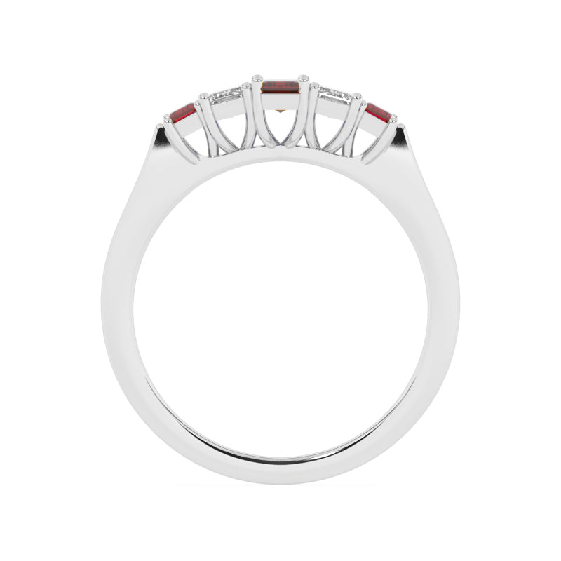 R-86100-RU-W  Lab Diamond & Ruby Five Stone Ring