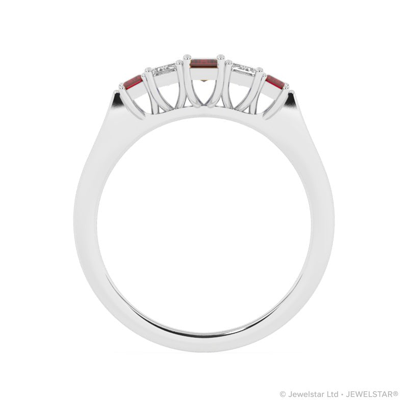 R-86100-RU-W  Lab Diamond & Ruby Five Stone Ring