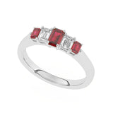R-86100-RU-W  Lab Diamond & Ruby Five Stone Ring F/VS (EGL Report Included)