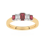 R-86100-RU-Y  Lab Diamond & Ruby Five Stone Ring F/VS (EGL Report Included)