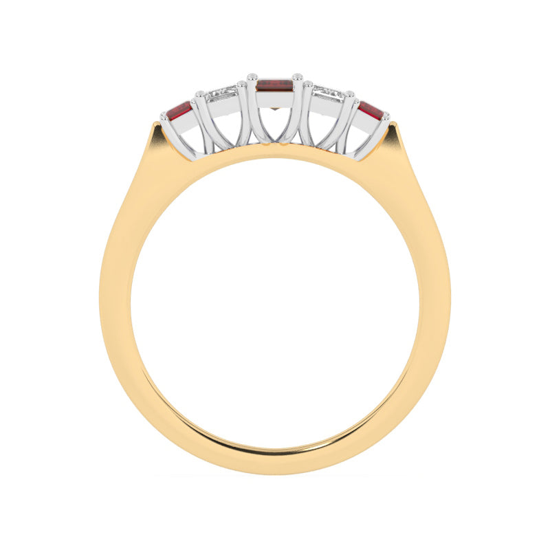 R-86100-RU-Y  Lab Diamond & Ruby Five Stone Ring
