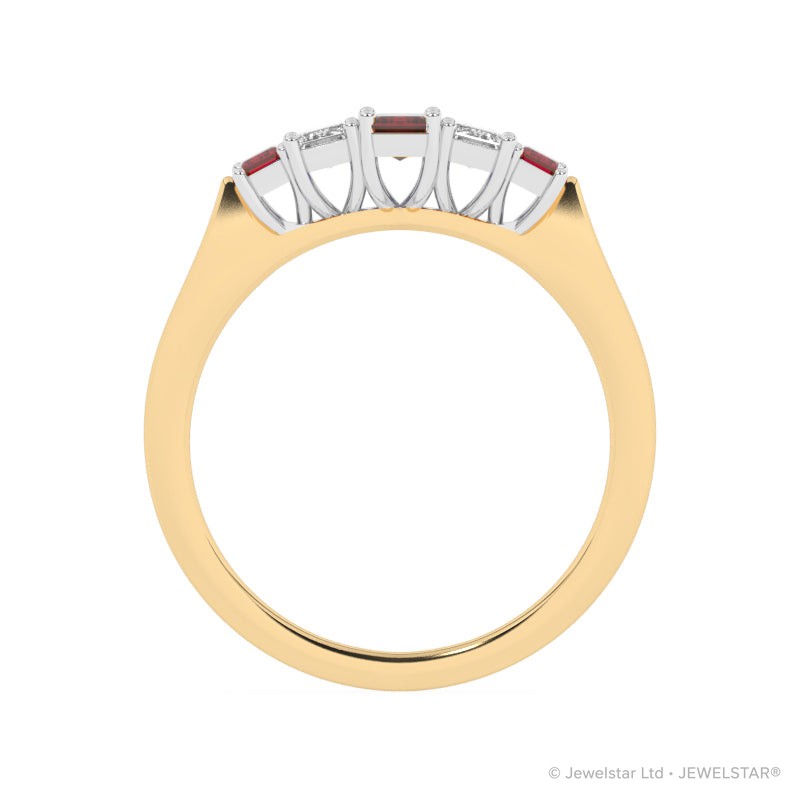 R-86100-RU-Y  Lab Diamond & Ruby Five Stone Ring