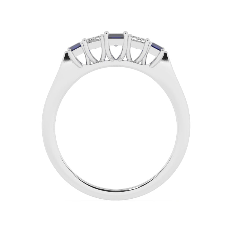 R-86100-SA-W  Lab Diamond & Sapphire Five Stone Ring