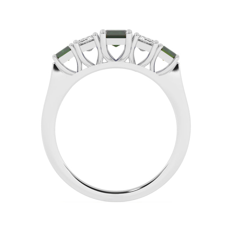 R-86200-EM-W  Lab Diamond & Emerald Five Stone Ring