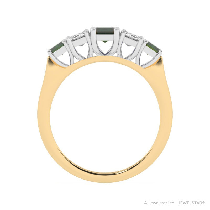 R-86200-EM-Y  Lab Diamond & Emerald Five Stone Ring