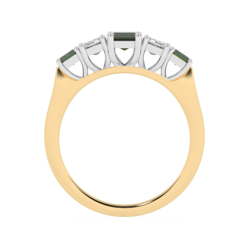 R-86200-EM-Y  Lab Diamond & Emerald Five Stone Ring