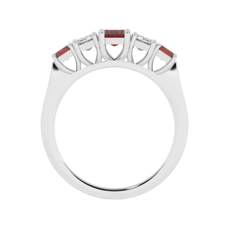R-86200-RU-W  Lab Diamond & Ruby Five Stone Ring
