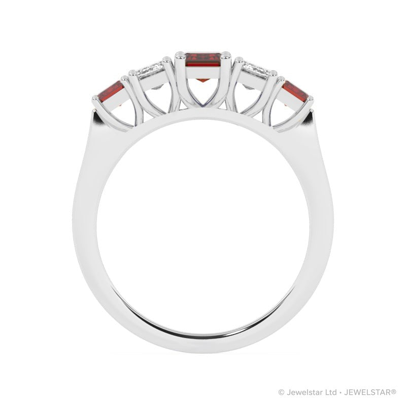 R-86200-RU-W  Lab Diamond & Ruby Five Stone Ring