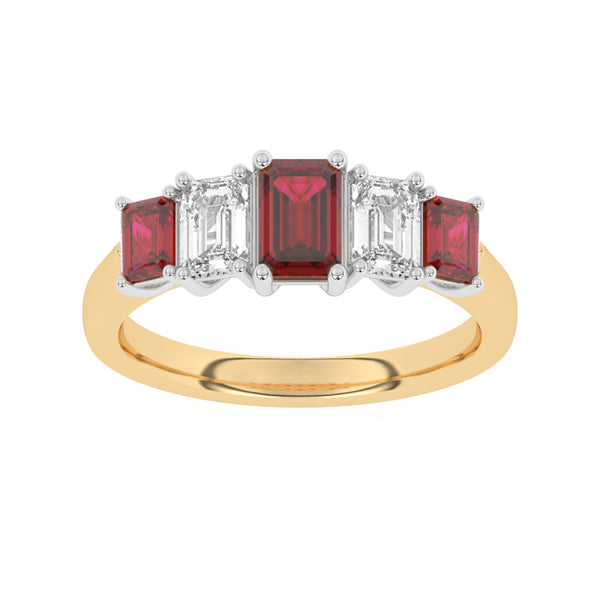 R-86200-RU-Y  Lab Diamond & Ruby Three Stone Ring F/VS (EGL Report Included)