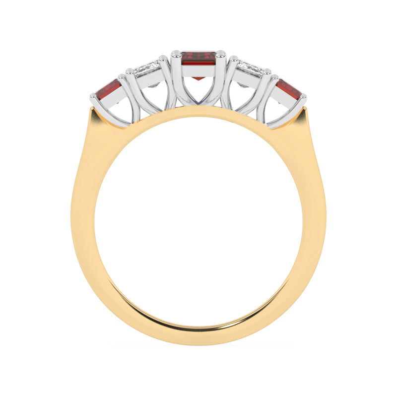 R-86200-RU-Y  Lab Diamond & Ruby Three Stone Ring