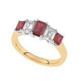 R-86200-RU-Y  Lab Diamond & Ruby Three Stone Ring F/VS (EGL Report Included)
