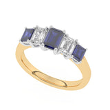 R-86200-SA-Y  Lab Diamond & Sapphire Five Stone Ring F/VS (EGL Report Included)