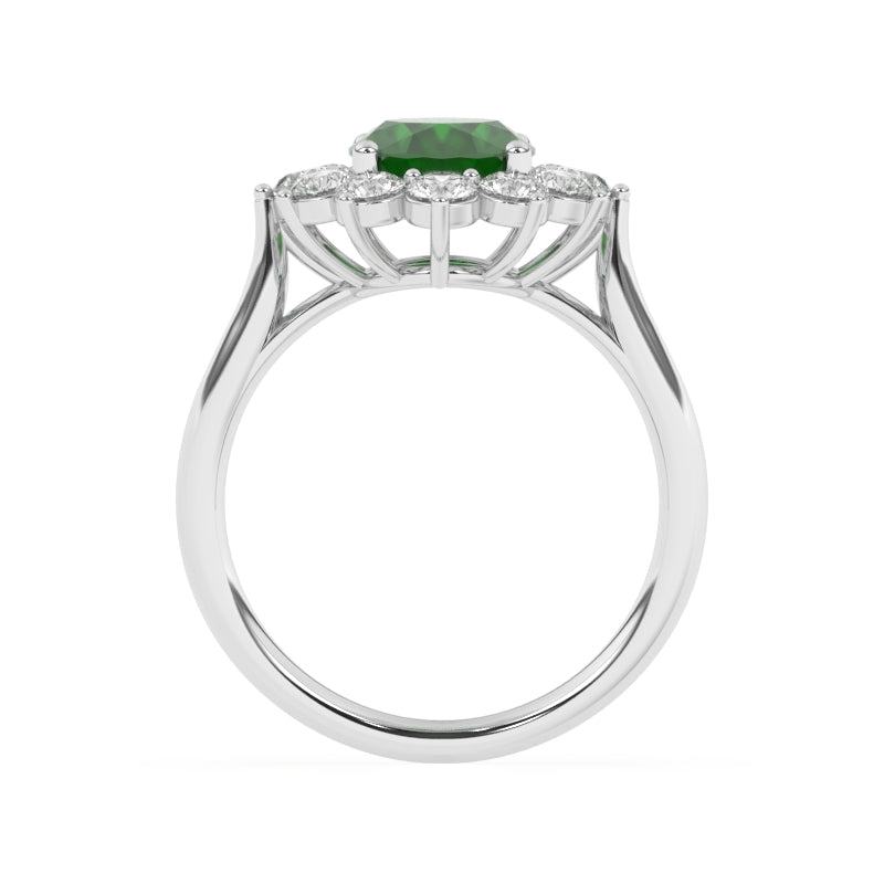 R-87075-EM-W  Lab Diamond & Emerald Cluster Ring